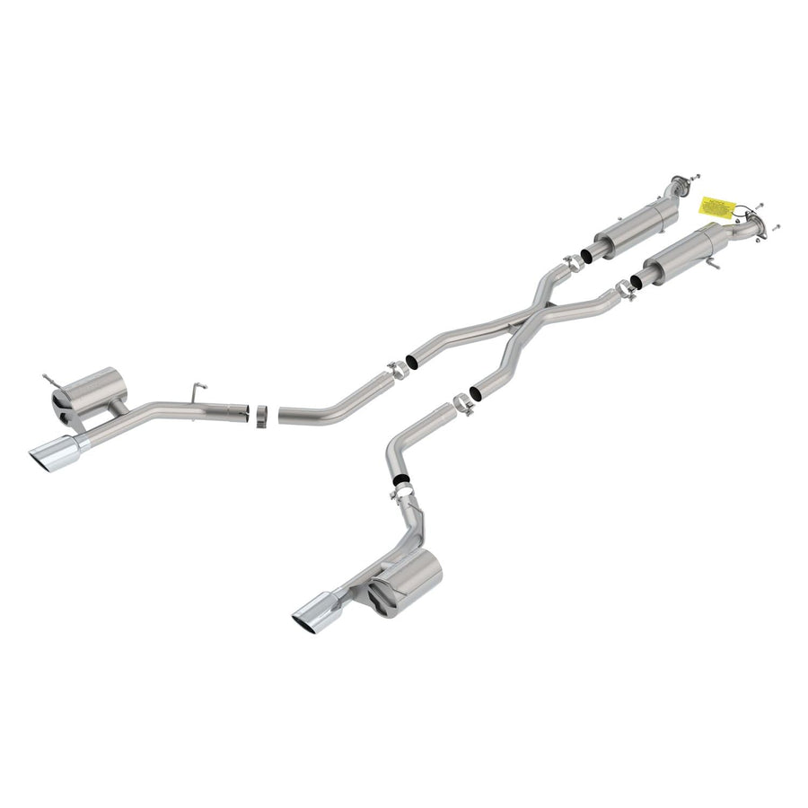 S-Type Borla 140791 Cat-Back Exhaust System 2.75 in. Pipe 4.5 in. Tip Single Round Rolled Angle Cut Single Split Rear Exit T-304 Stainless Steel Cat-Back Exhaust System