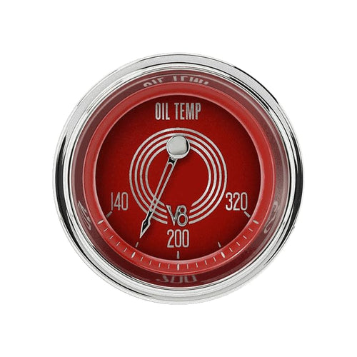 V8RS28SHC Classic Instruments V8 Red Steelie 2-1/8" Oil Temperature Gauge