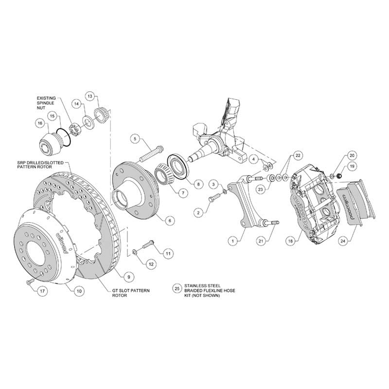 12.88" FNSL6R Hub Kit, Front, Drill, Red