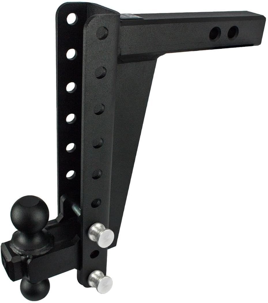 2.0" BulletProof Hitches Adjustable Heavy Duty Trailer Hitch (22,000 lb. Rating) - 12" Drop/Rise Trailer Hitch with 2" & 2-5/16" Dual Ball - Powder Coat, Solid Steel, Corrosion-Resistant
