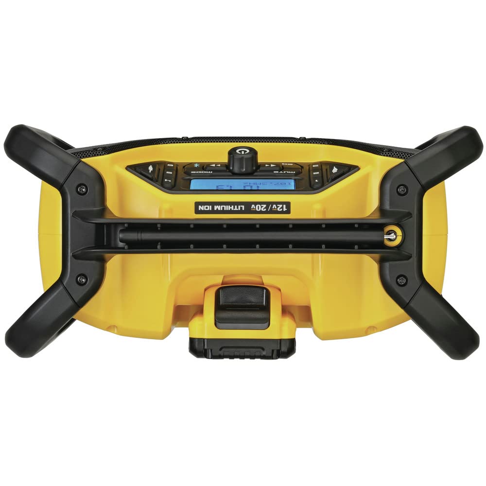 DEWALT Portable Bluetooth Radio 12V/20V MAX, Cordless, 100 ft Range, 3.5” Subwoofers, Jobsite (DCR028B)