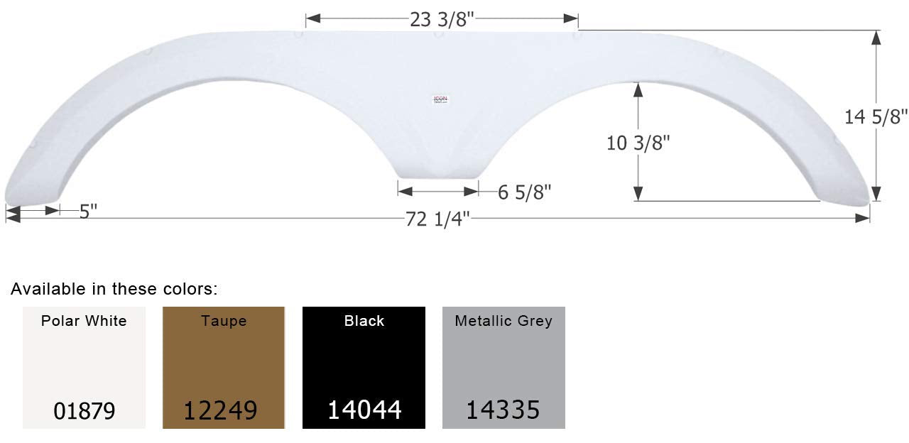 Tandem Axle Fender Skirt Icon 01879 FS1879 for Jayco - Polar White