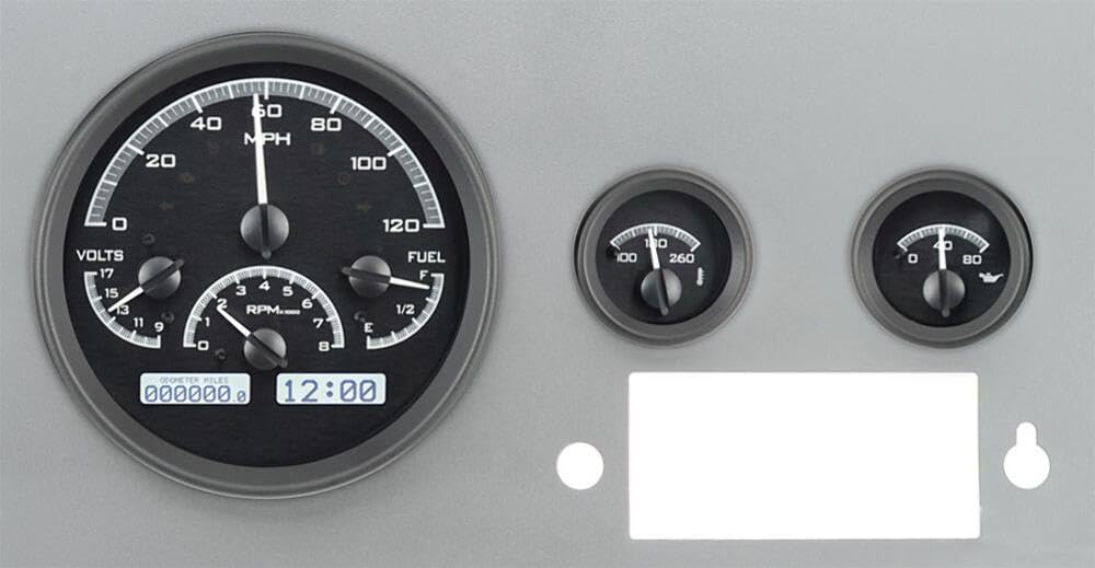 Dakota Digital VHX 55 - 86 Jeep CJ Analog Dash Gauges System Instruments Black Alloy White VHX-55J-K-W