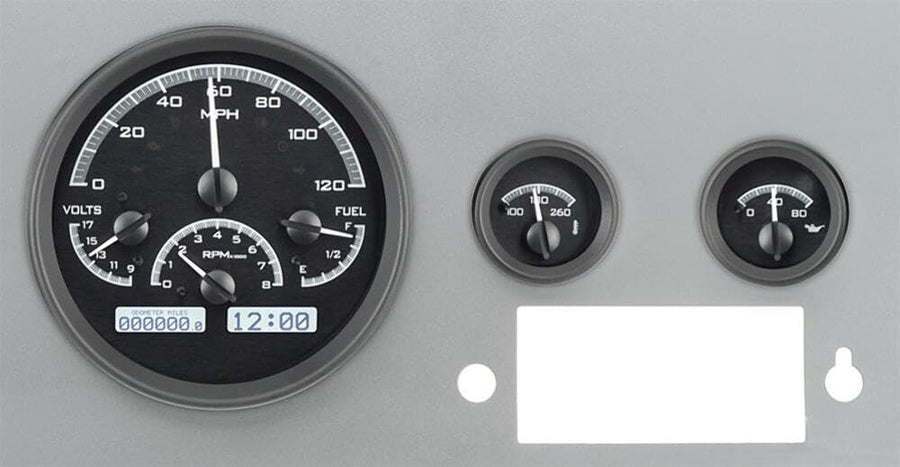 Dakota Digital VHX 55 - 86 Jeep CJ Analog Dash Gauges System Instruments Black Alloy White VHX-55J-K-W
