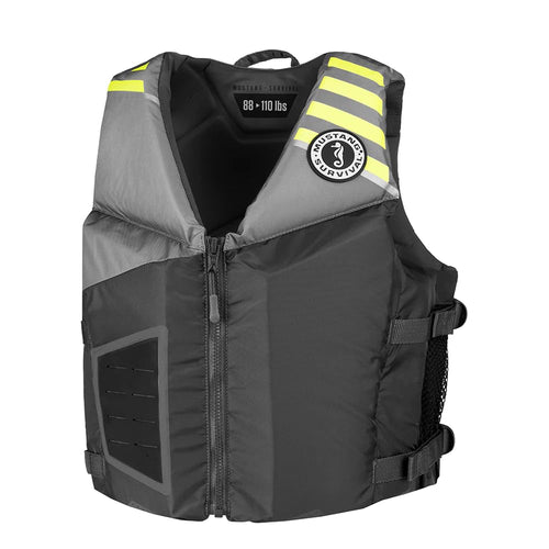 Young Adult Mustang Survival Rev Foam Vest Gray-Lt Gray-Fluorescent Yellow Gre