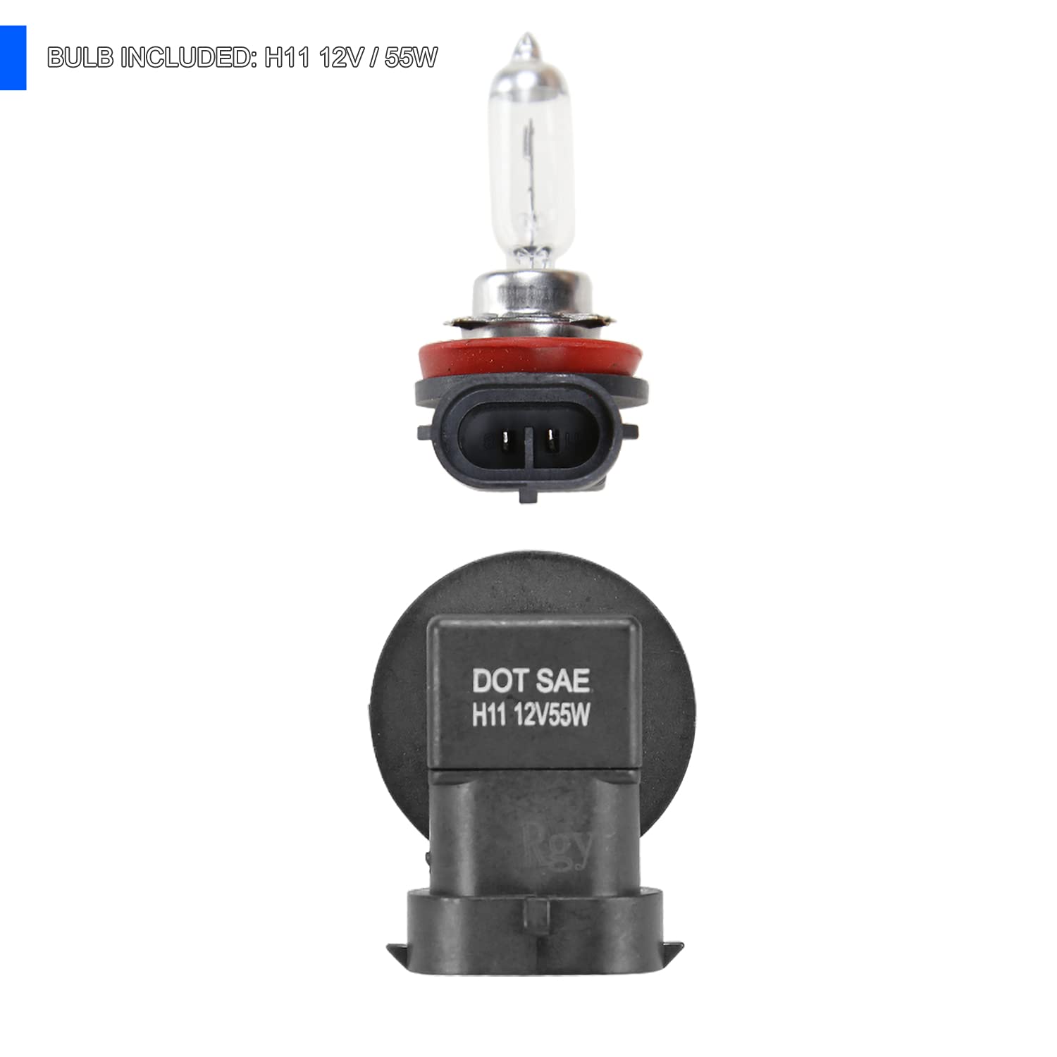 Fog Lights SPEC-D TUNING + H11 Bulbs + Switch Compatible with 2012-2014 Nissan Versa 4Dr, L+R Pair Assembly