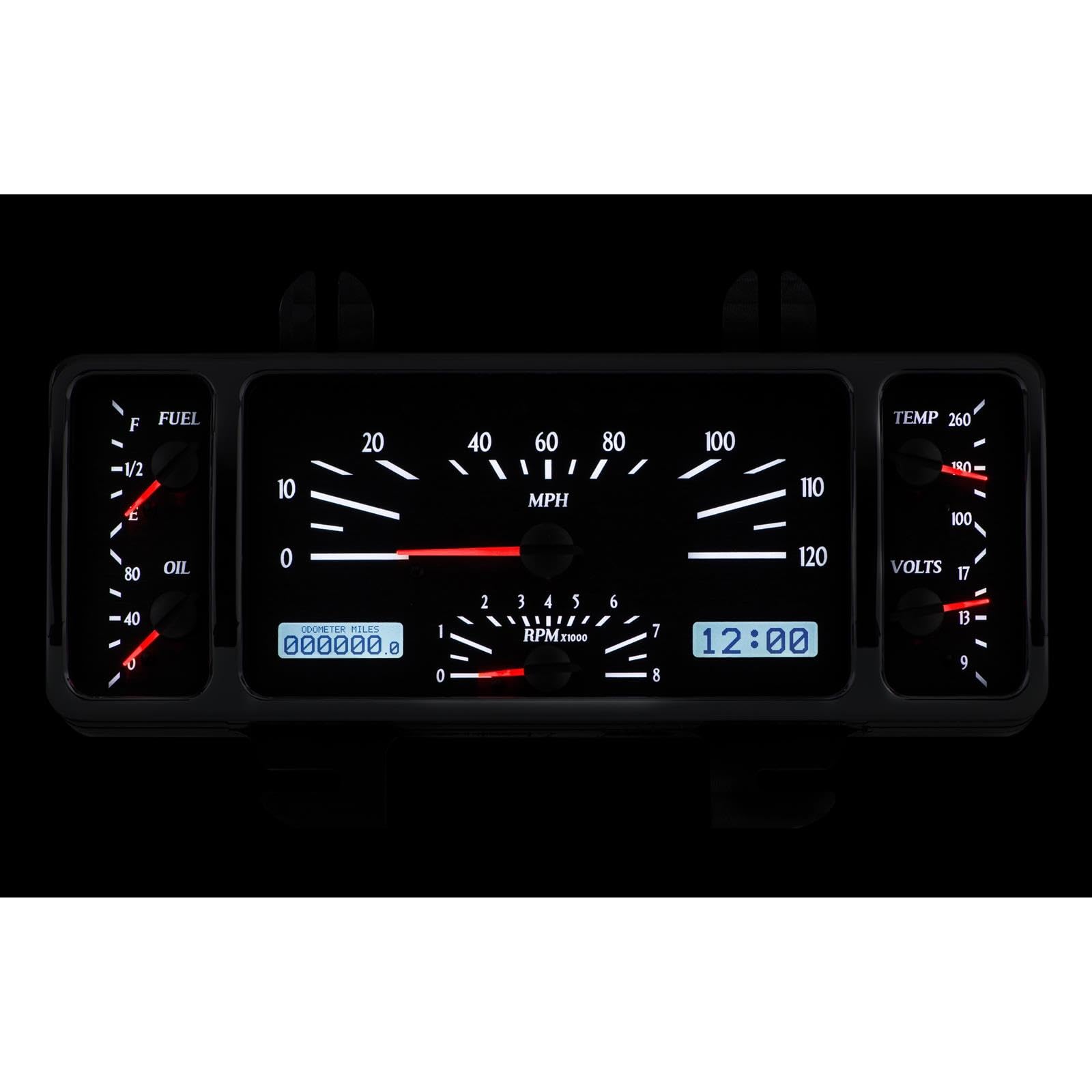 Dakota Digital VHX-40F-K-W Analog Dash Gauge System Compatible with 1940 Ford Car and 1940-47 Ford Pickup Black Alloy White Backlighting
