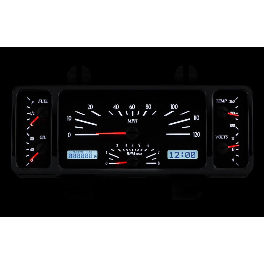 Dakota Digital VHX-40F-K-W Analog Dash Gauge System Compatible with 1940 Ford Car and 1940-47 Ford Pickup Black Alloy White Backlighting