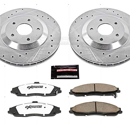 Power Stop K1559-26 Z26 Carbon Fiber Brake Pads with Drilled & Slotted Brake Rotors Kit Front