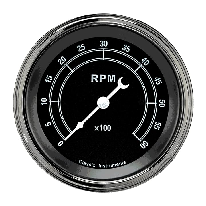 TR60SLC Classic Instruments Traditional 3In Tachometer 6000 RPM