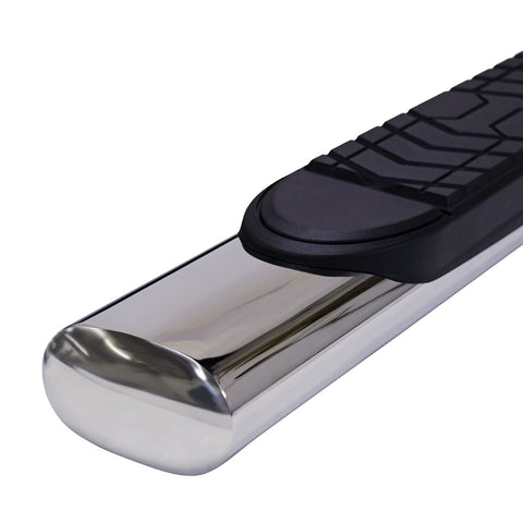 Chevrolet Colorado Truck Running Board Fits 2015-2026 5 Inch Oval Straight Wheel-to-Wheel Nerf Bars with Step Pads and Bed Step – Polished Stainless Steel TrailFX A7052S