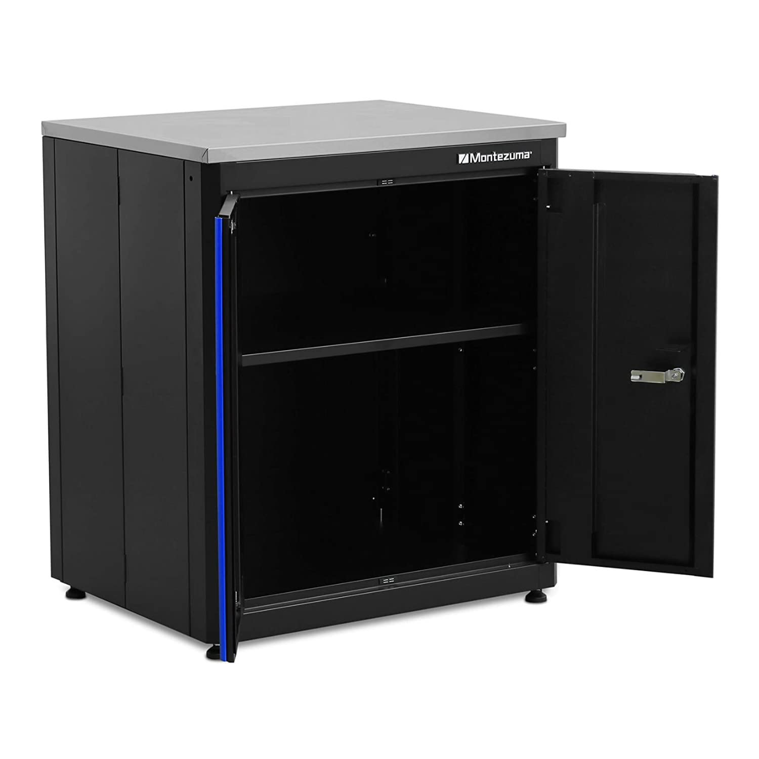 Garage Tool Storage System Montezuma - 30.5 x 24" Locking 2 Door Workbench with Magnetic Latches & Stainless Steel Worktop - BKMG30242BC
