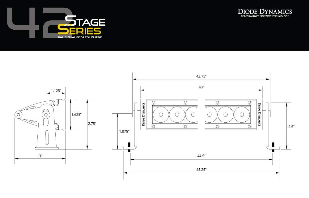 Amber Light Bar, Diode Dynamics Stage Series 42in Combo