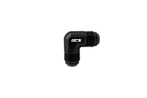 AN821-12 HPS Male to Male Union Adapter Fitting, Aluminum, Size: AN-12, Angle: 90 degree, Black