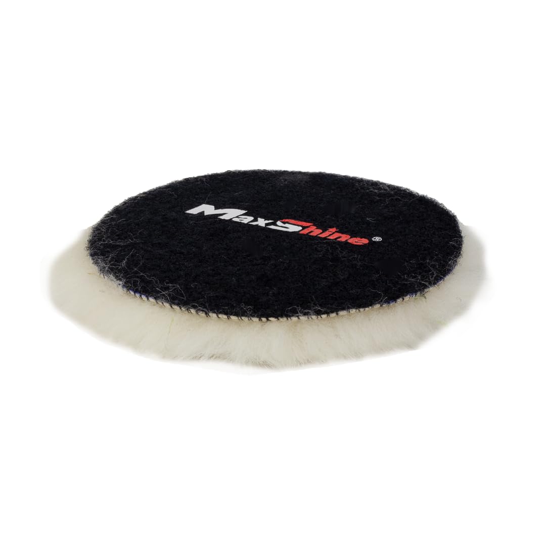 6" Maxshine Universal Wool Buffing Polishing Pad – 100% Natural Wool with Hook & Loop – Professional Pad for Paint Correction & Oxidation Removal – Compatible with DA & Rotary Polishers