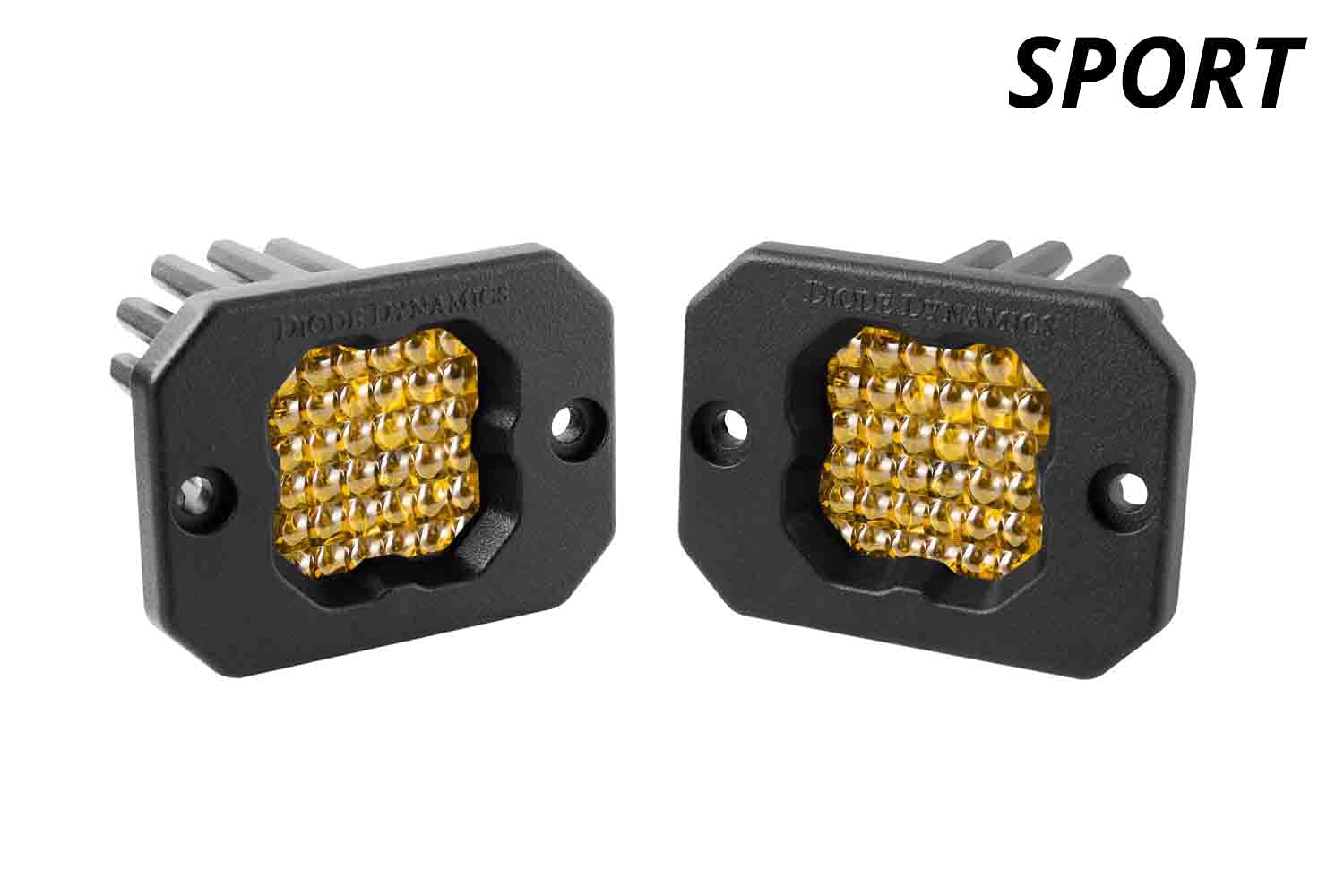 Diode Dynamics SSC1 Flush Mount Sport Yellow LED Pod (pair), Flood w/Amber Backlight