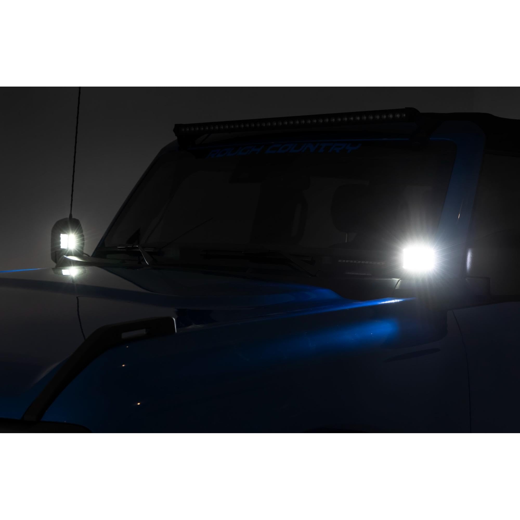 Rough Country 2" Dual Spot LED Ditch Light Kit for Ford Bronco (2021-2024) - 2X Light Pods, Spot Beam