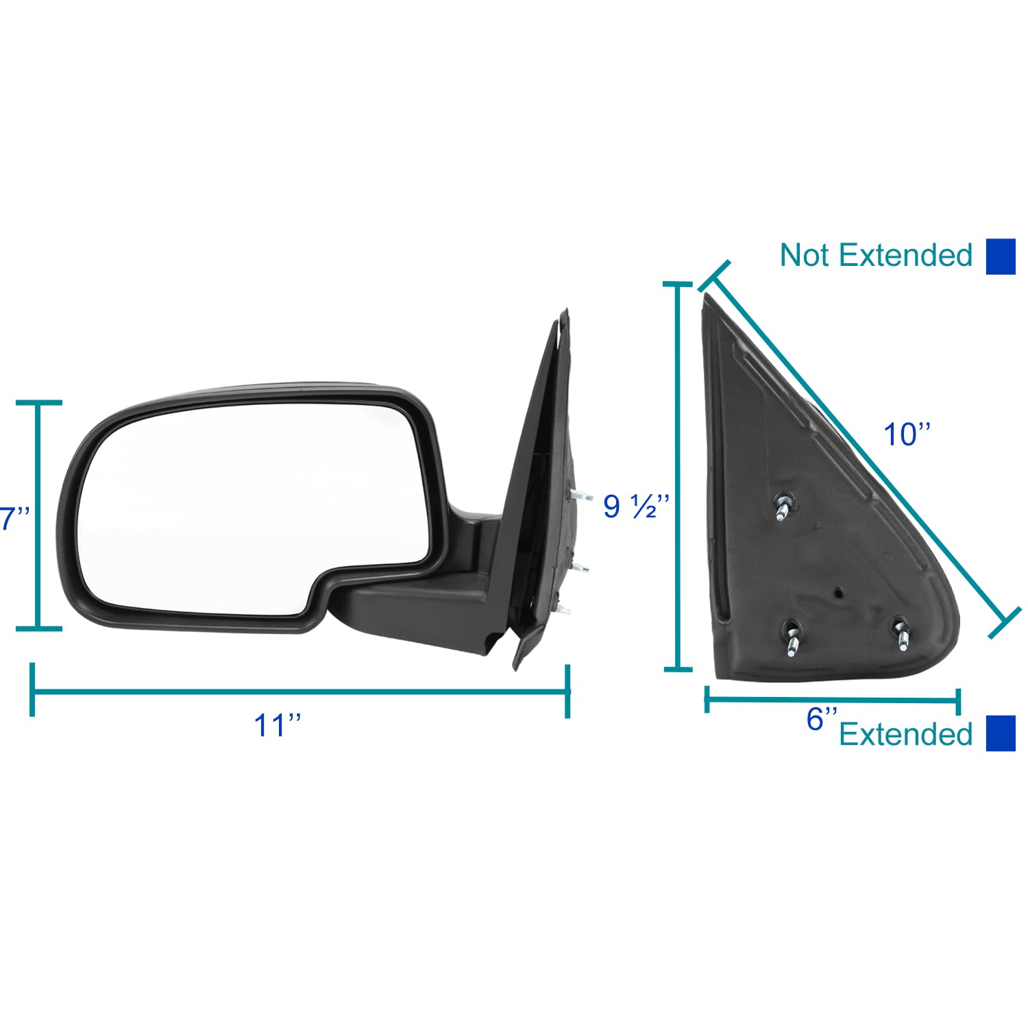 Left Driver Side Spec-D Tuning Black Manual Mirror Compatible with 1999-2002 Chevy Silverado