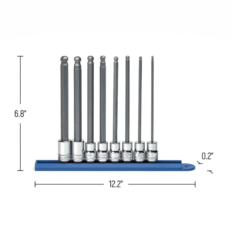 8 Pc. GEARWRENCH 3/8" Drive Long Ball End Hex Bit Socket Set, Metric - 80573