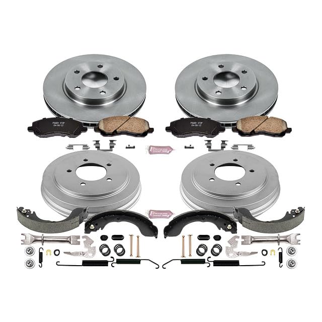 Power Stop Autospecialty KOE15251DK Front and Rear Replacement Brake Kit-OE Brake Drums & Ceramic Brake Pads For Dodge Caliber 2007-2012 [Model Specific]