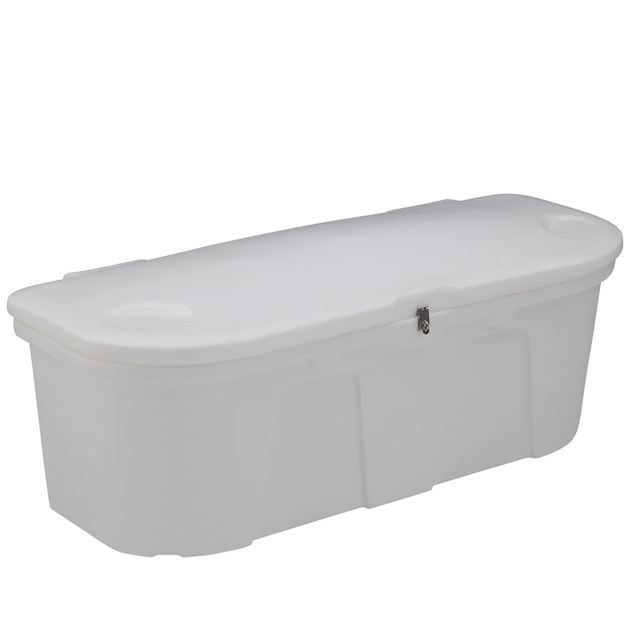 Dock & Patio Storage Box, Taylor Made Stow 'N Go Polyethylene – White (67.75" L x 27.75" W x 26" H) – Durable, UV-resistant construction, stainless steel lockable latch and hardware – 2020108529