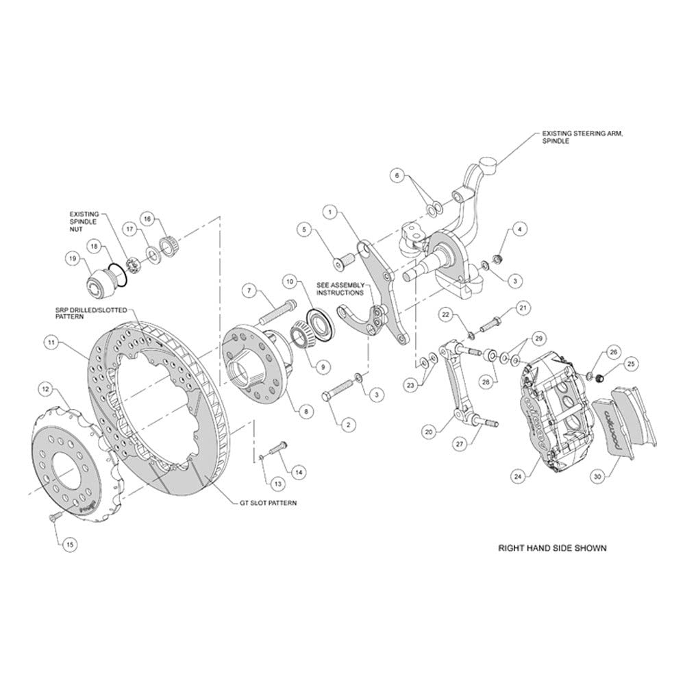 Front Hub Kit FNSL6R, 14.00", Drilled