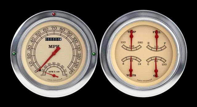 Classic Instruments 1954-1955 Chevy Truck CT54VT62 Vintage 4 5/8" Speedometer with Built in Tach & Quad Gauge - GM