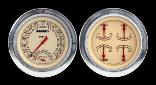 Classic Instruments Vintage CT54VT62-LS Direct Fit Gauge Package LS Swap 4 5/8" Speedometer with Built-in Tach and Quad Gauge Fits 1954-1955 Chevy Truck