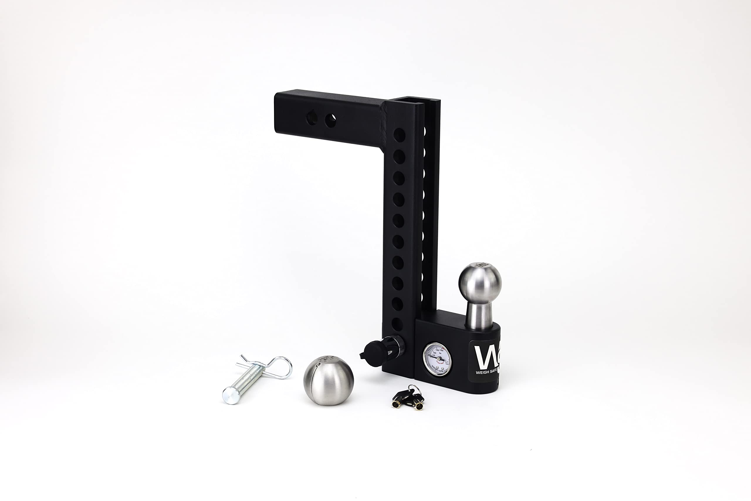 Aero Hitch Weigh Safe - Adjustable Trailer Hitch Ball Mount - 10" Drop Hitch for 2" Receiver - Premium Heavy Duty Steel Trailer Tow Hitch w/Built in Weight Scale for Anti Sway, 12,500 lbs GTW