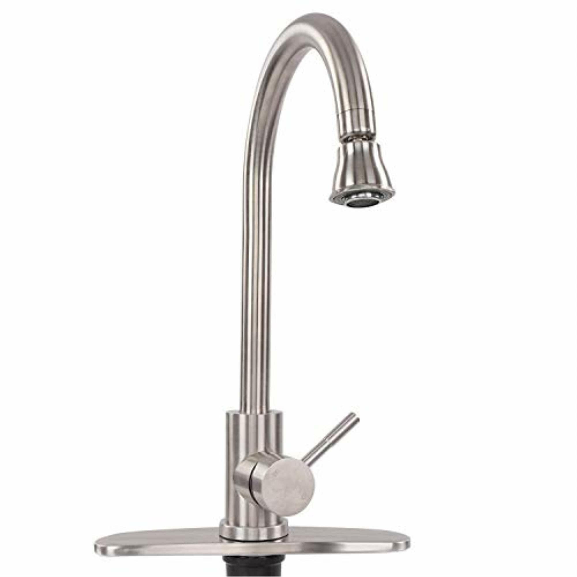 RV Kitchen Faucet with Sprayer Empire Faucets - Brushed Nickel Gooseneck Kitchen Faucet with Attached Sprayer Spout