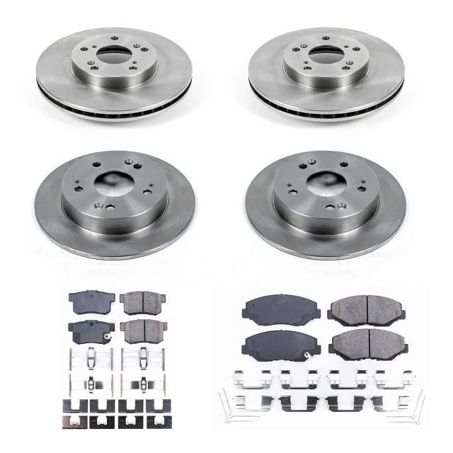 POWERSTOP Front and Rear KOE6781 Autospecialty Replacement Brake Kit with Brake Rotors and Ceramic Brake Pads For 2014 2015 Acura ILX | 2013 2014 2015 Honda Civic EX, EX-L