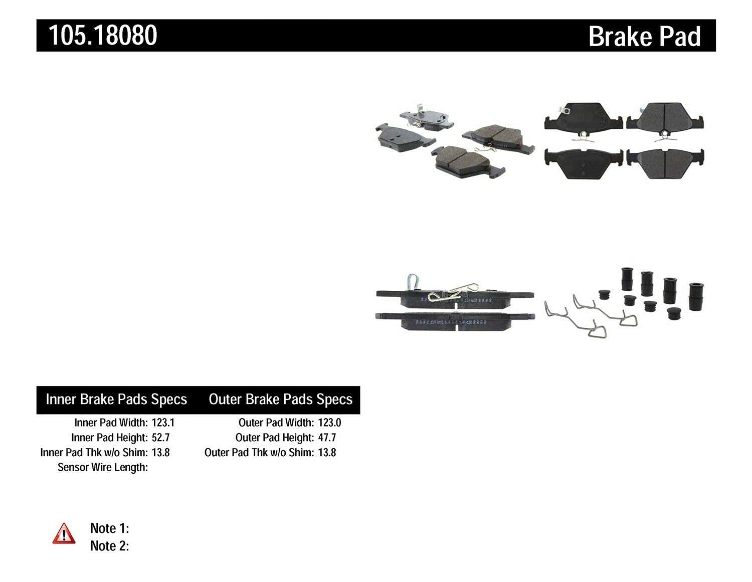 Centric 105.18080 POSI-QUIET Automotive Rear Brake Pads for Select 2019-2025 Subaru Ascent/Crosstrek/Forester/Impreza/Legacy/Outback/WRX