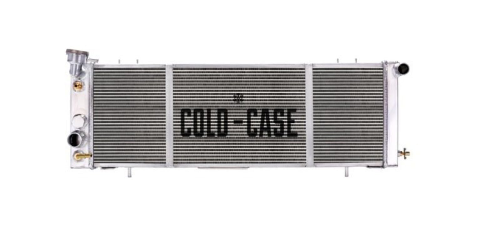 COLD - CASE Radiator, XD, 34 in W x 11 in H x 2.5 in D, Driver Side Outlet, Passenger Side Inlet, Aluminum, Polished