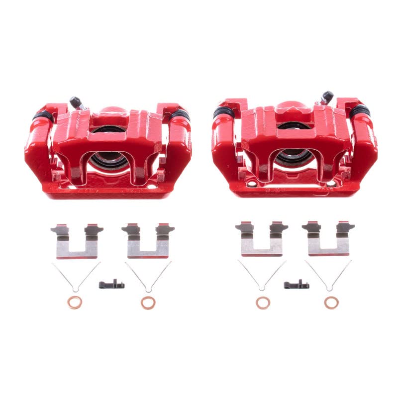 Power Stop Pair of High-Temp Red Powder Coated Rear Calipers For Honda Pilot 2009-2015 [Model Specific]
