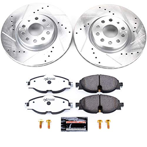 Power Stop K7082-26 Z26 Street Warrior Front Brake Kit and 1 Front Sensor Wire For A3, A3 Quattro, A3 Sportback e-tron, TT Quattro, VW GTI, VW Golf Alltrack, VW Passat, VW Taos [Model Specific]