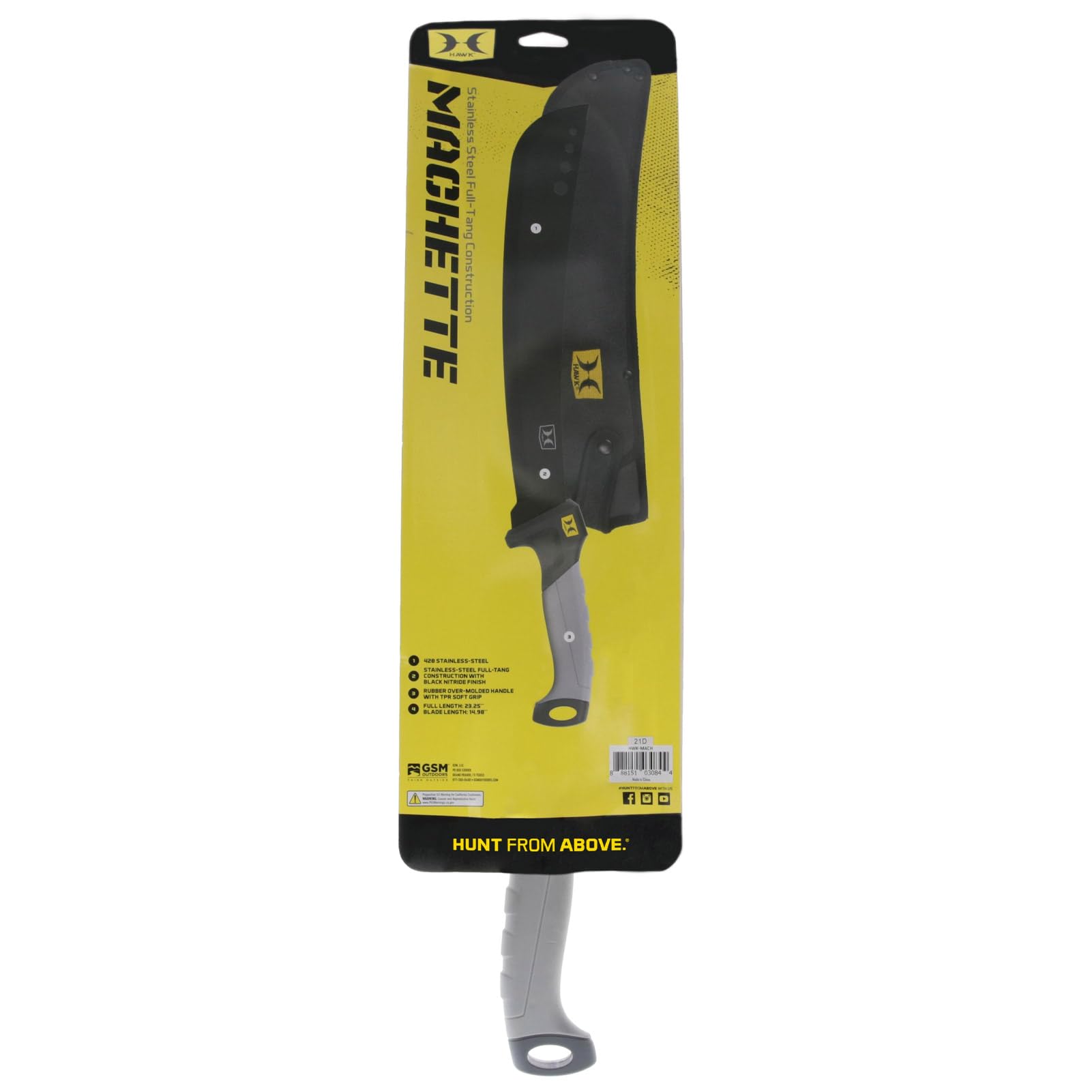 Machete Hawk Hunting Knife with Protective Sheath | Durable Corrosion-Resistant Stainless Steel Full-Tang Hatchet-Head 14.98" Fixed Blade Knife
