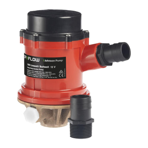 PRO Series Johnson Pumps 166004B 1600 GPH Livewell/Baitwell Aerating Pump, 12V (16004B), Bronze