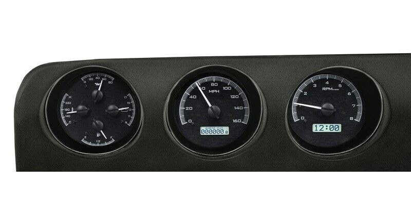 Dakota Digital VHX Analog Gauge System Black Alloy White Backlighting Compatible with 1968 Oldsmobile Cutlass, F-85 and 444 VHX-68O-CUT-K-W