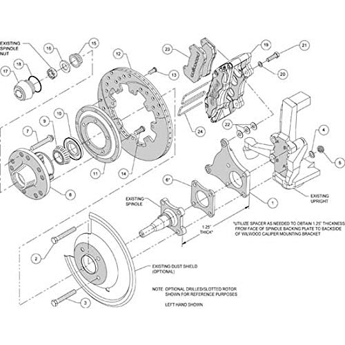 12.19" DP6A Front Hub Kit, Drilled, Red