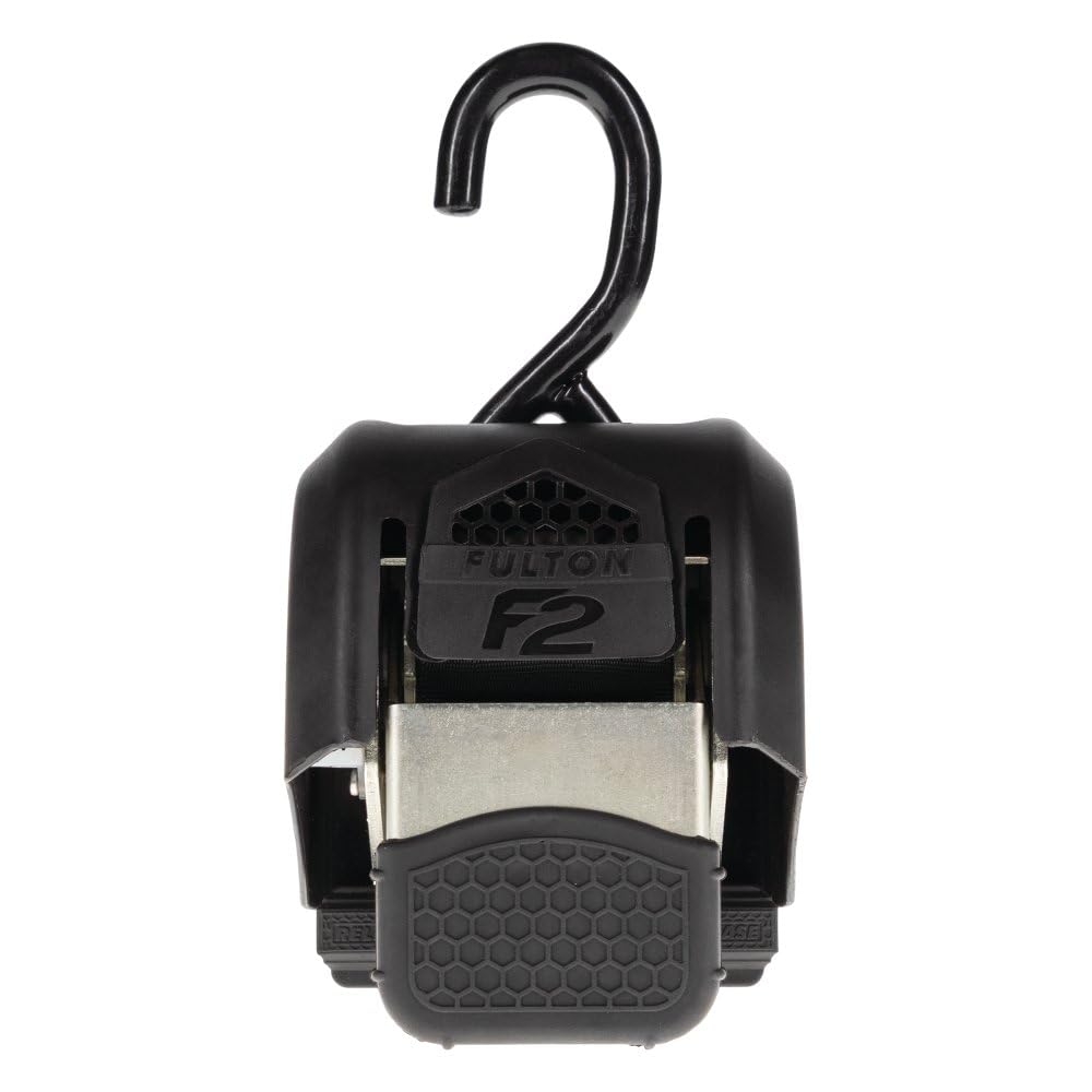 Fulton F2 Retractable Boat Transom Tie Down Straps (Pair of 2), 2 x 43 Inches Ratchet Tie Down Straps, 833 lbs. Capacity, 2,500 lbs. Break Strength.