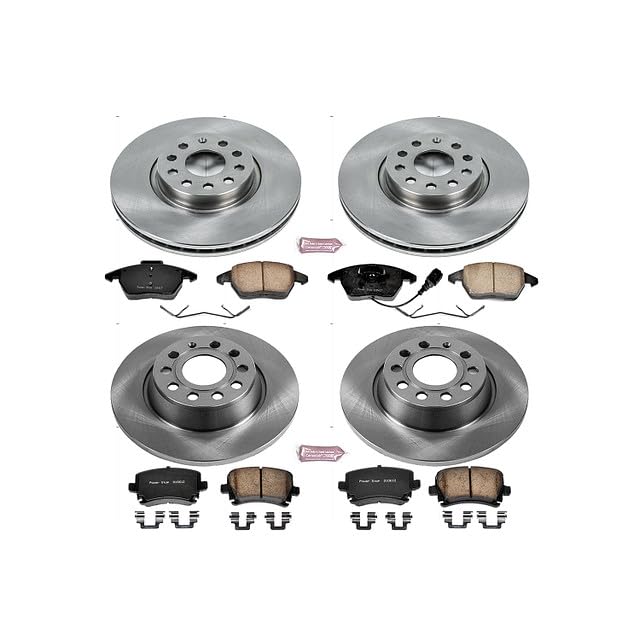Power Stop Autospecialty KOE5798 Front and Rear Replacement Brake Kit-OE Brake Rotors & Ceramic Brake Pads For Volkswagen Eos 2007-2009, Volkswagen Passat 2010 [Model Specific]