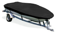 Trailerite Taylor Made Products Semi-Custom Boat Cover for Basic Fishing Boat with Outboard Motor Hood (12'5" to 13'4" Center Line Length / 62" Beam, Black Coated Poly)