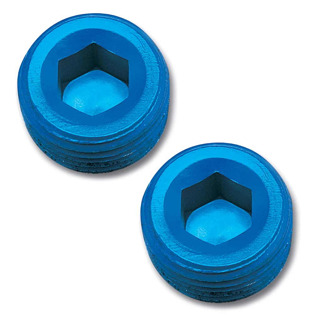 Blue Anodized Aluminum Edelbrock Russell 662050 3/8" Allen Socket Pipe Plug