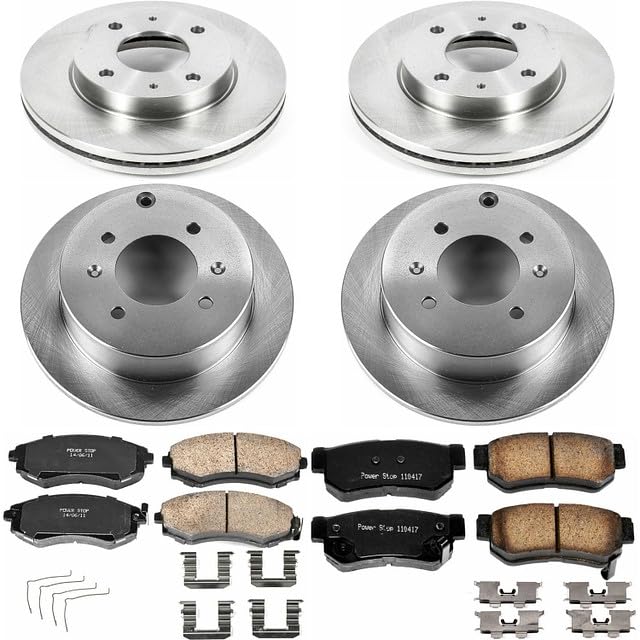 Power Stop KOE5371 Front and Rear Replacement Brake Kit-OE Brake Rotors & Ceramic Brake Pads For Hyundai Sonata 2002-2003, Kia Optima 2001-2002 [Model Specific]