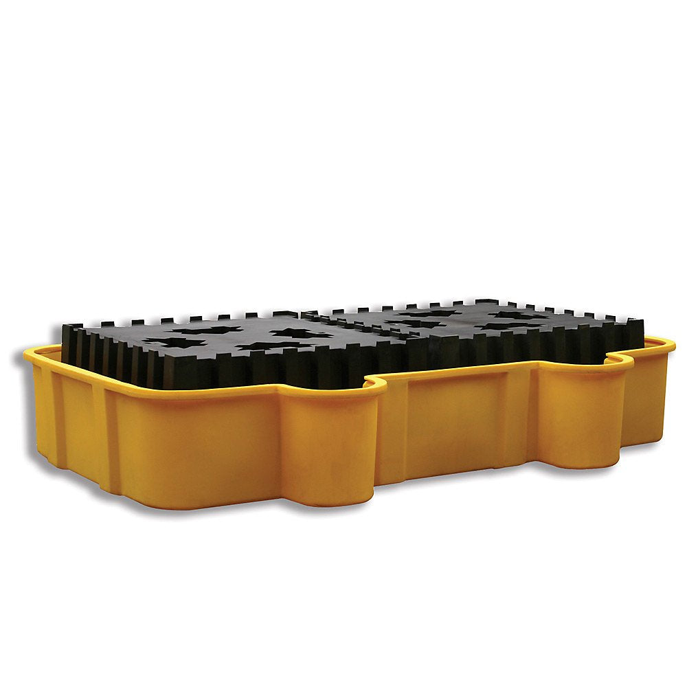 Eagle Yellow 1683 Polyethylene IBC Containment Unit with Poly Platform, 10000 lbs Load Capacity, 67" Length, 67" Width, 26" Height