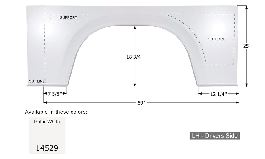 Fender Skirt ICON 14529, Single, Winnebago, FS4529, Unpainted