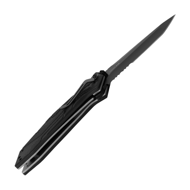 Brawler Kershaw Pocket Knife, All-Black Design, 3 Inch Stainless Steel Partially Serrated Tanto Blade, EDC with Assisted Opening, 4-Position Pocketclip, Everyday Carry Pocket Knife for Men and Women