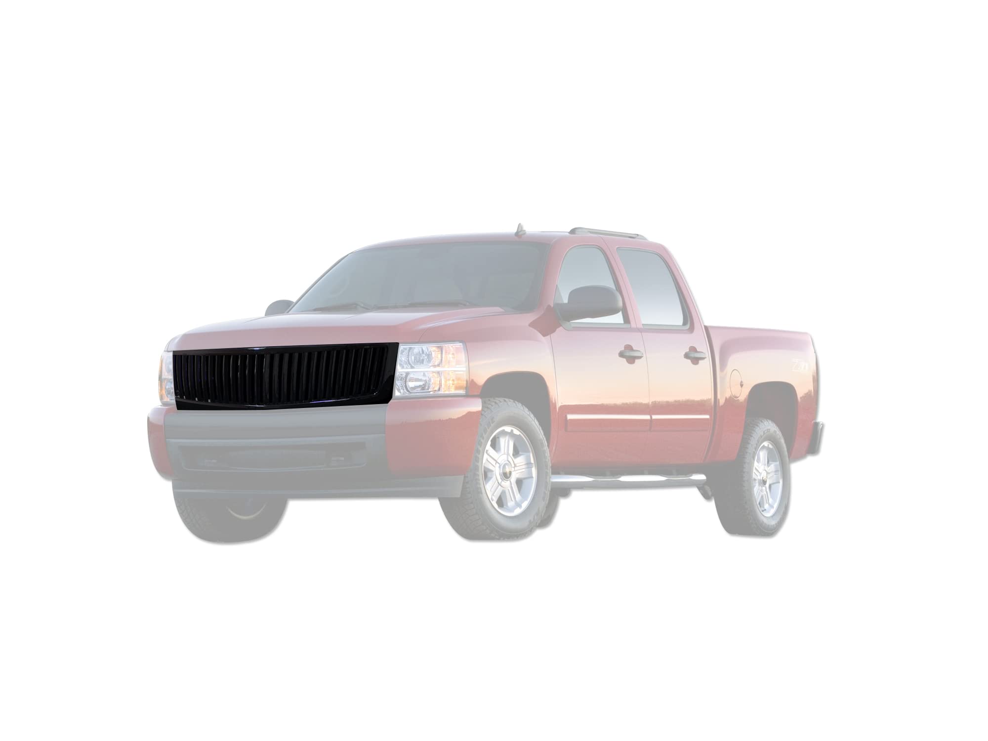 Vertical Front Hood Grille Armordillo USA 7147294 - Gloss Black Fits 2007-2013 Chevy Silverado 1500