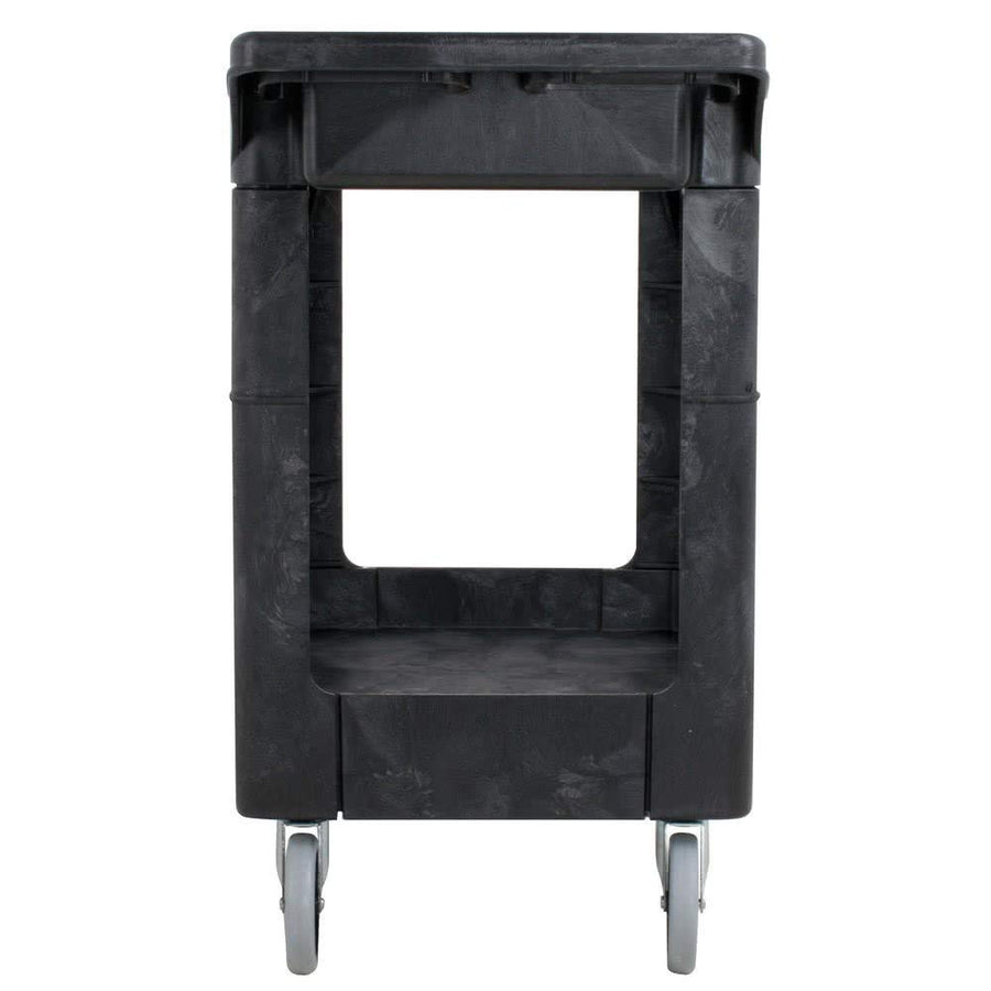 Rubbermaid 2-Shelf Commercial Products Utility/Service Cart Small Flat Shelves Storage Handle 500 lbs. Capacity for Warehouse/Garage/Cleaning/Manufacturing