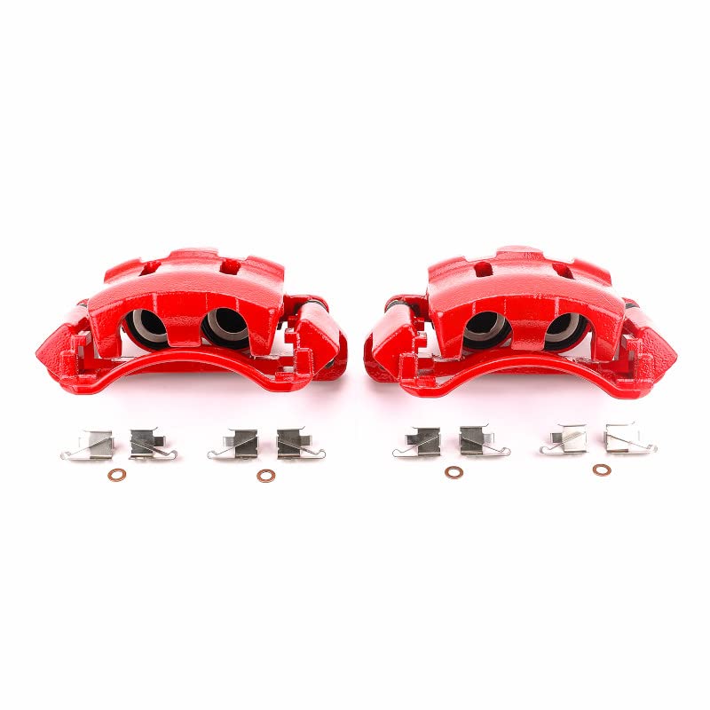 Power Stop S4790 High-Temp Red Powder Coated Front Pair Calipers For 2000 - 2005 Ford Excursion | 1999 - 2004 Ford F-250 F-350 Super Duty